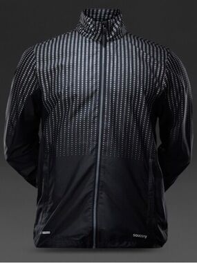 Men’s Saucony Sonic Reflex Full Zip Running Jacket | Black / Gray | Size Small